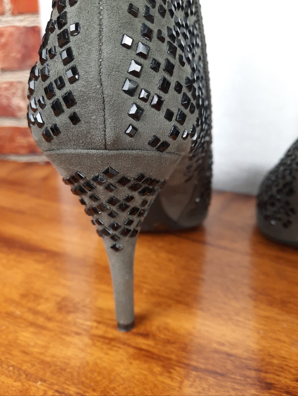 Giani Bini Embellished Grey and Black Ankle Booties - High Heel - Picture 10 of 16